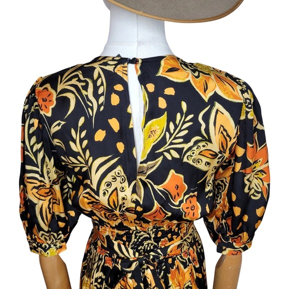 Dress Forum Heavenly Surplice Maxi Fall Dress Women's Small Black Boho Floral - Picture 11 of 11